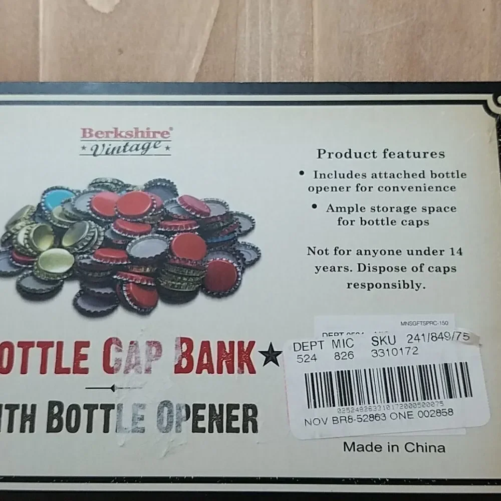 Bottle cap bank with bottle opener